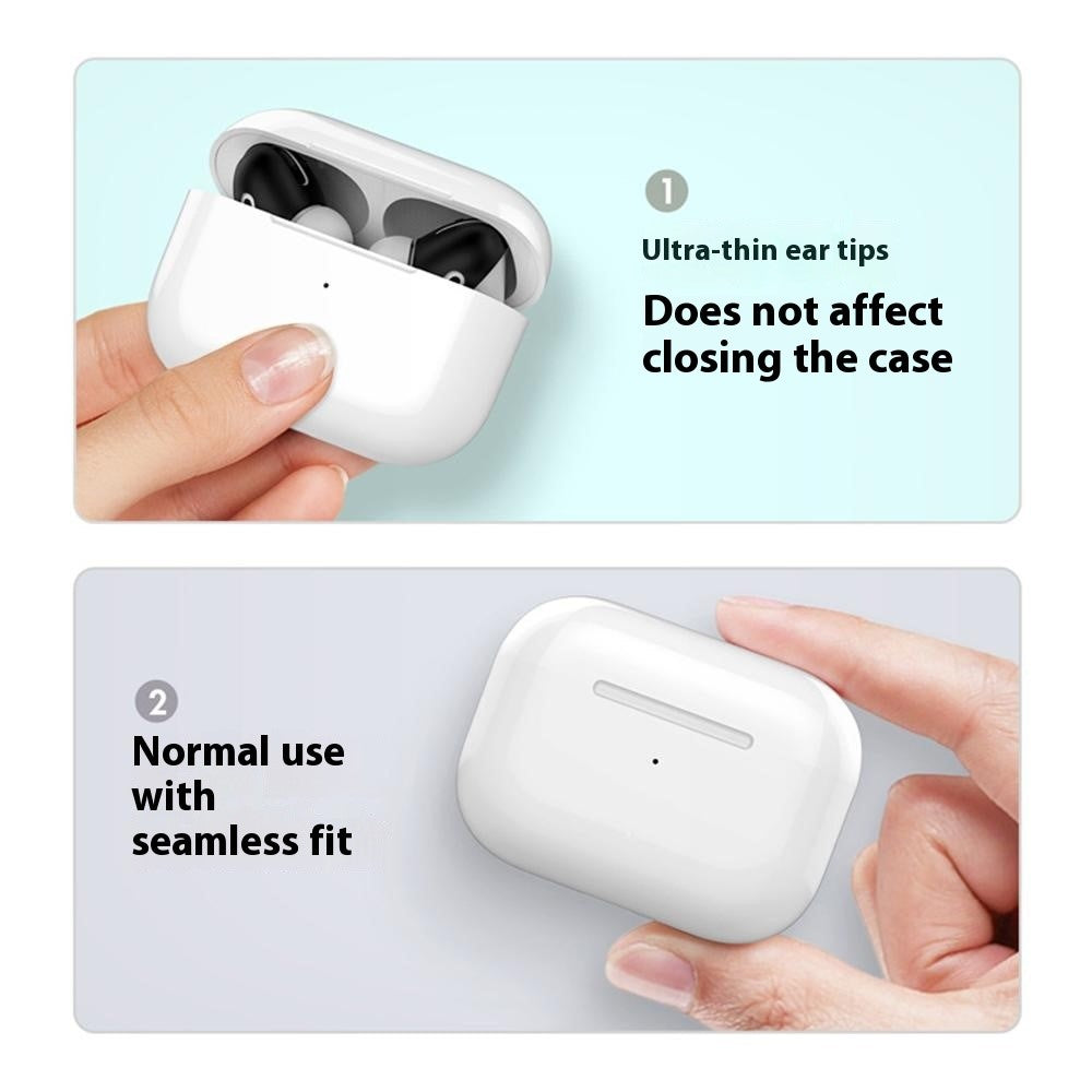 AHASTYLE PT76-4 3 Pairs Silicone Ear Tips Compatible With  AirPods 5 / 4 Skin Cover Ultra Thin Anti Slip Cover - Black