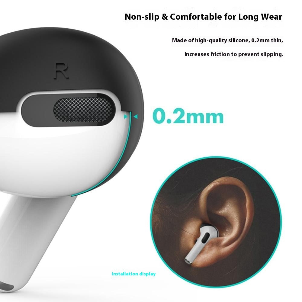 AHASTYLE PT76-4 3 Pairs Silicone Ear Tips Compatible With  AirPods 5 / 4 Skin Cover Ultra Thin Anti Slip Cover - Black