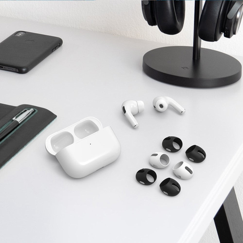 AHASTYLE PT76-4 3 Pairs Silicone Ear Tips Compatible With  AirPods 5 / 4 Skin Cover Ultra Thin Anti Slip Cover - Black