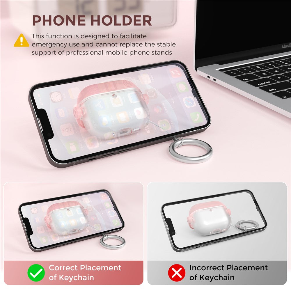 AHASTYLE WG174 Compatible With  AirPods 5 / 4 Silicone Earphone Case Transparent Separable Protective Cover - Pink