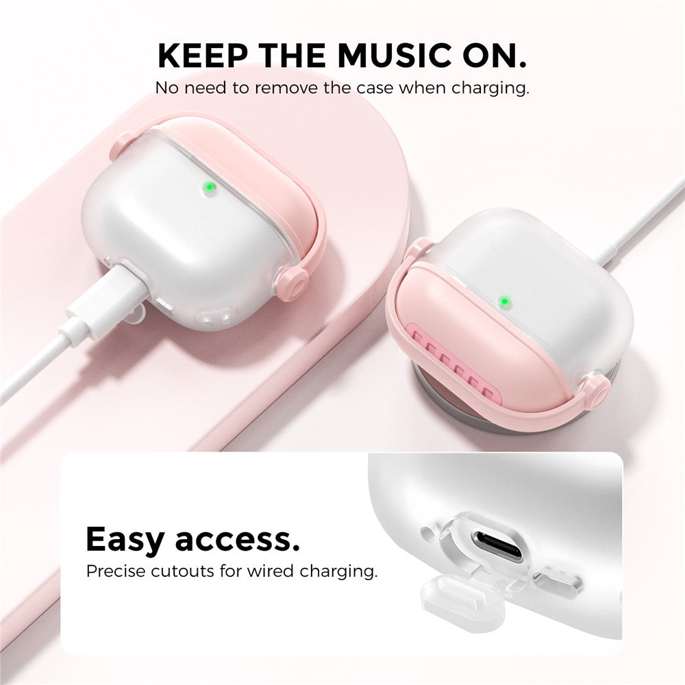 AHASTYLE WG174 Compatible With  AirPods 5 / 4 Silicone Earphone Case Transparent Separable Protective Cover - Pink