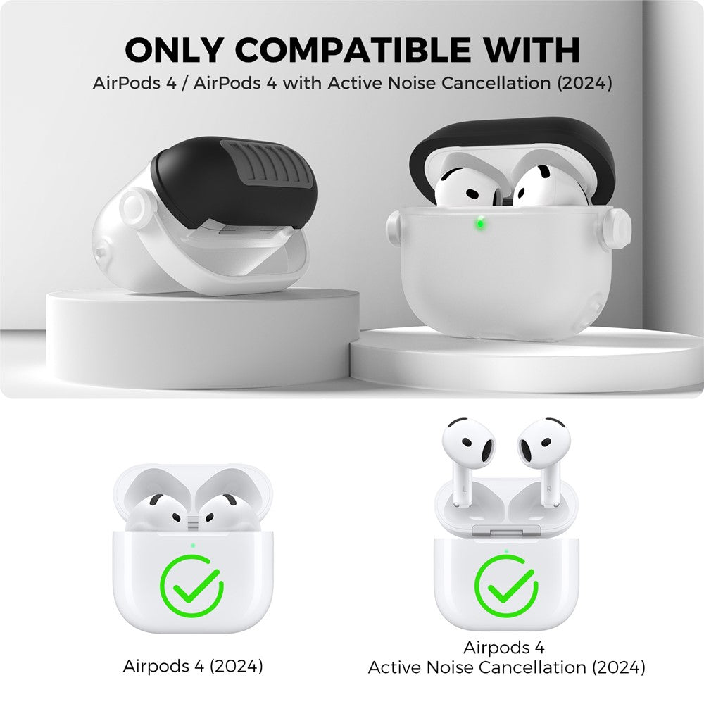 AHASTYLE WG174 Compatible With  AirPods 5 / 4 Silicone Earphone Case Transparent Separable Protective Cover - Black