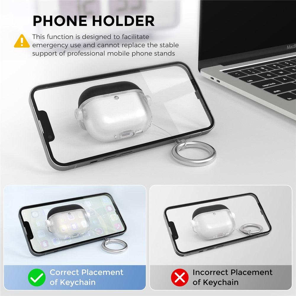 AHASTYLE WG174 Compatible With  AirPods 5 / 4 Silicone Earphone Case Transparent Separable Protective Cover - Black