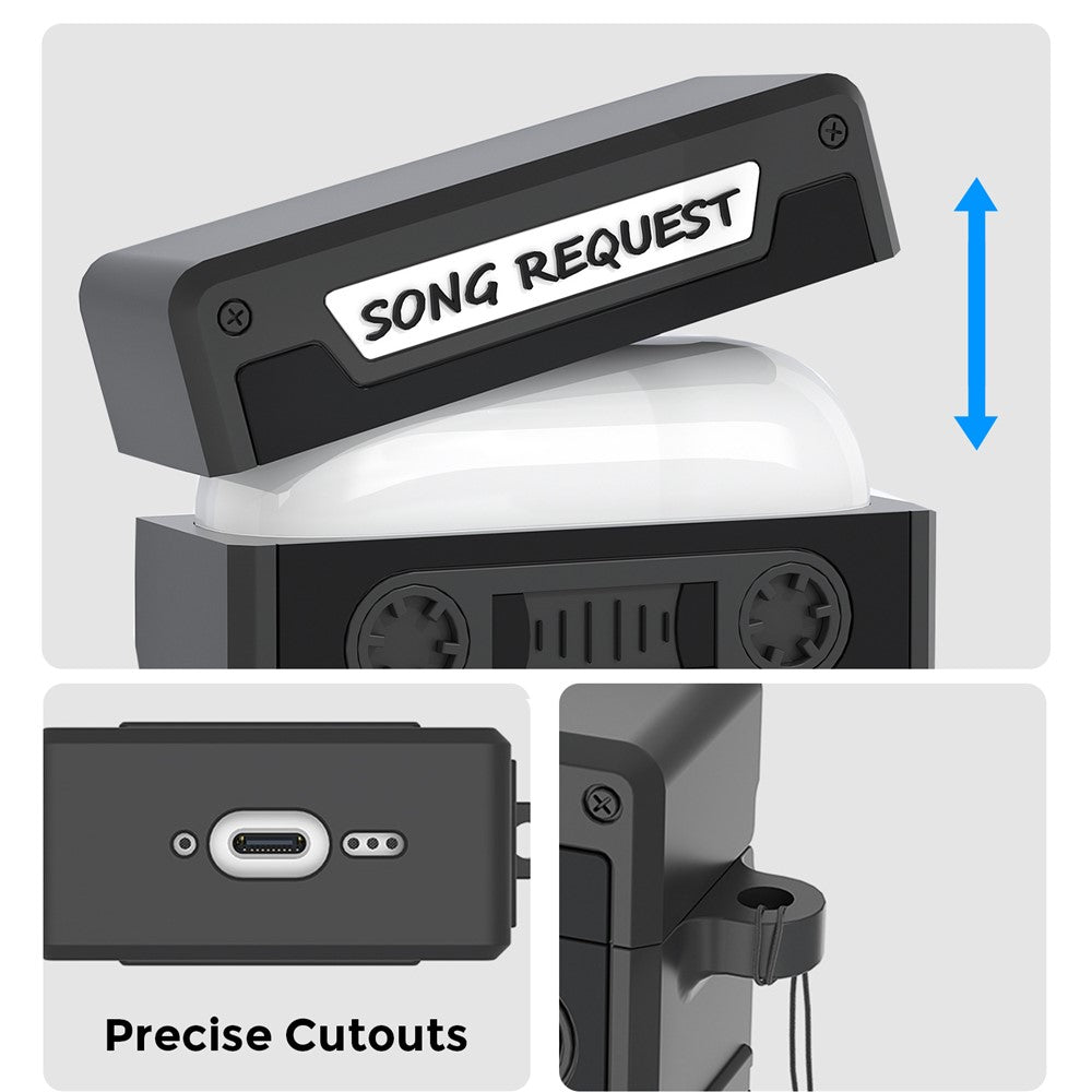AhaStyle WG169 Compatible With  AirPods 5 / 4 Silicone Case Retro Radio Style Earphone Protective Cover - Dark Grey