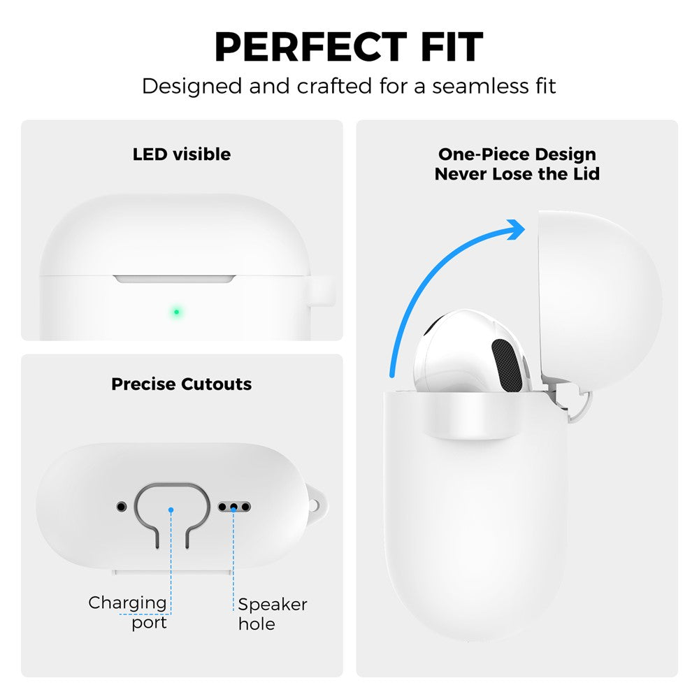 AHASTYLE PT196 Compatible With  AirPods 5 / 4 Silicone Protective Case One Piece Design Earbuds Cover - White