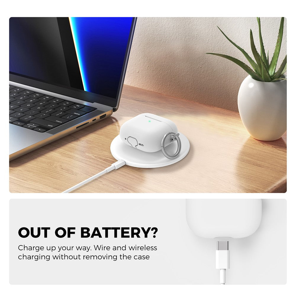 AHASTYLE PT196 Compatible With  AirPods 5 / 4 Silicone Protective Case One Piece Design Earbuds Cover - White