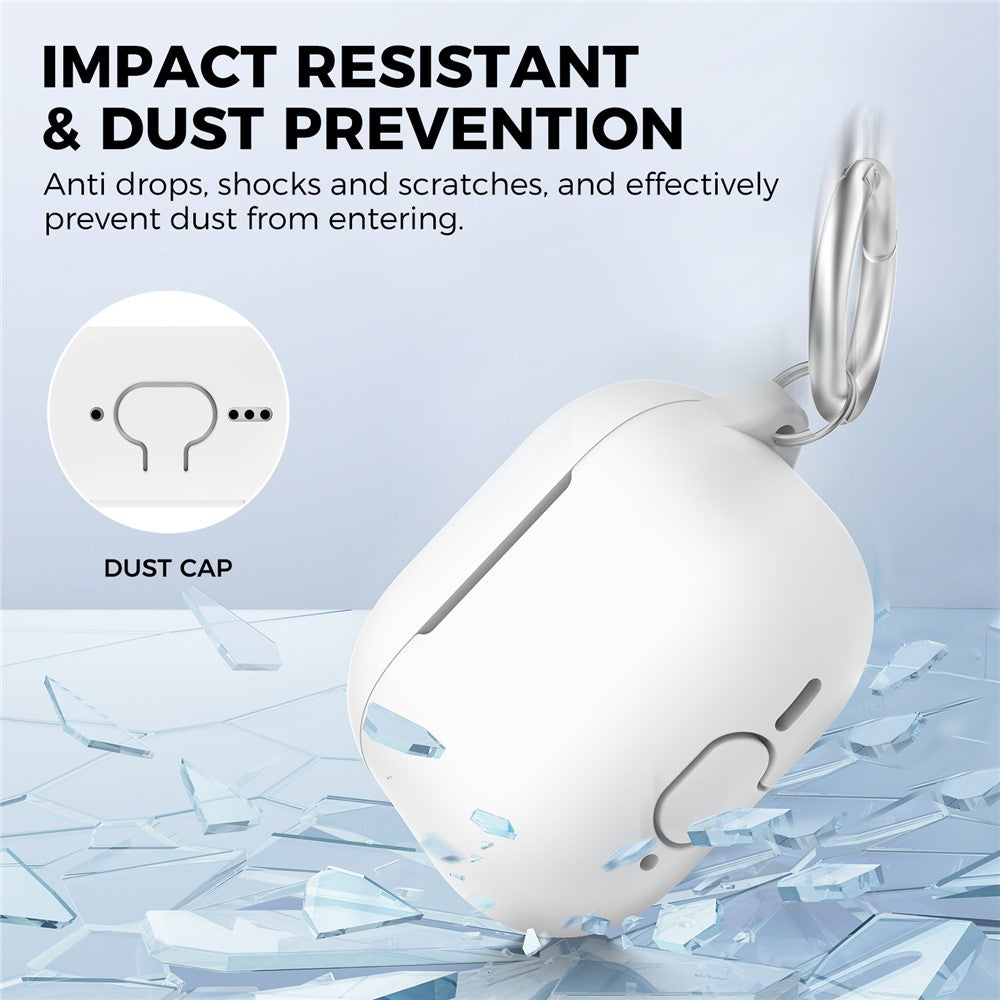 AHASTYLE PT196 Compatible With  AirPods 5 / 4 Silicone Protective Case One Piece Design Earbuds Cover - White