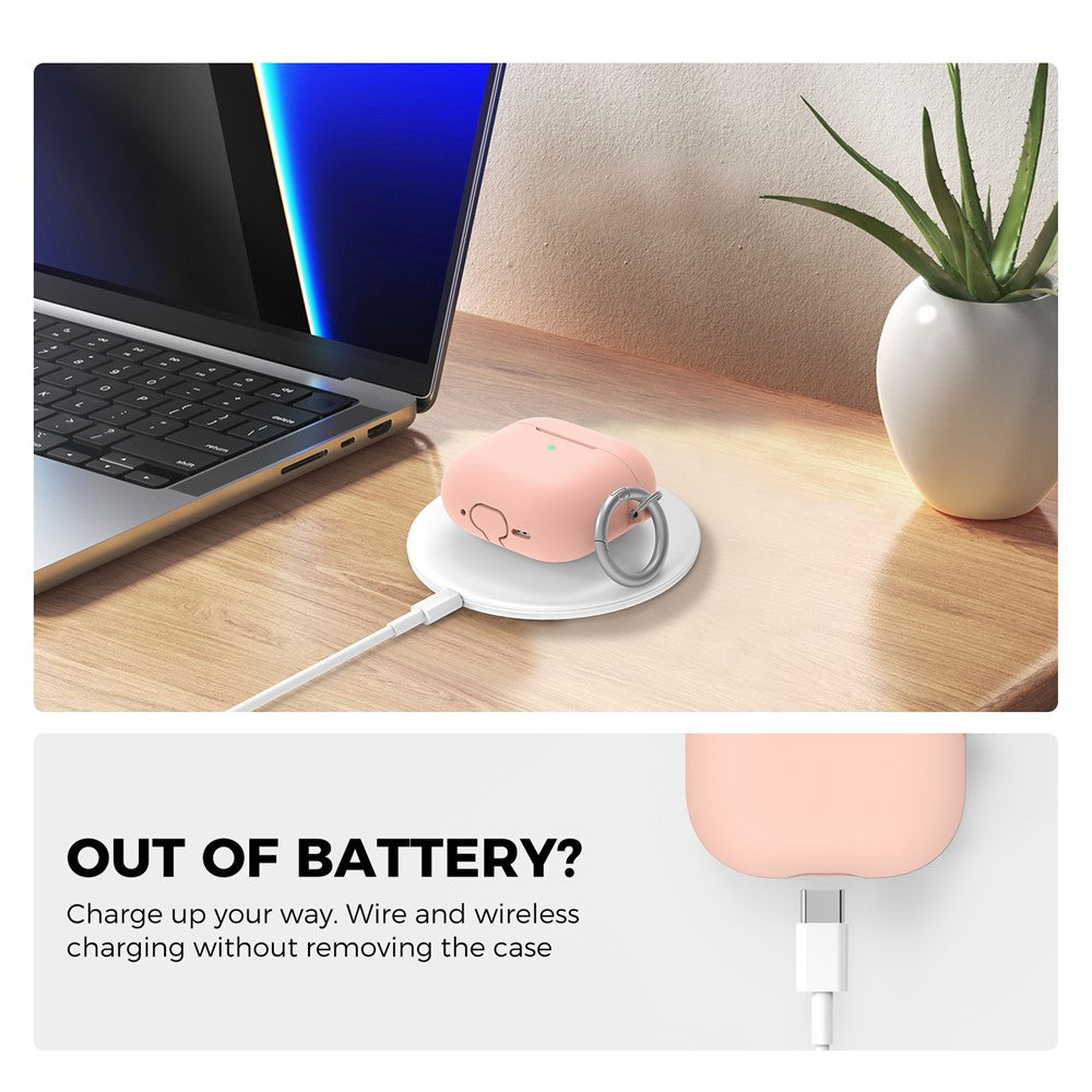 AHASTYLE PT196 Compatible With  AirPods 5 / 4 Silicone Protective Case One Piece Design Earbuds Cover - Pink