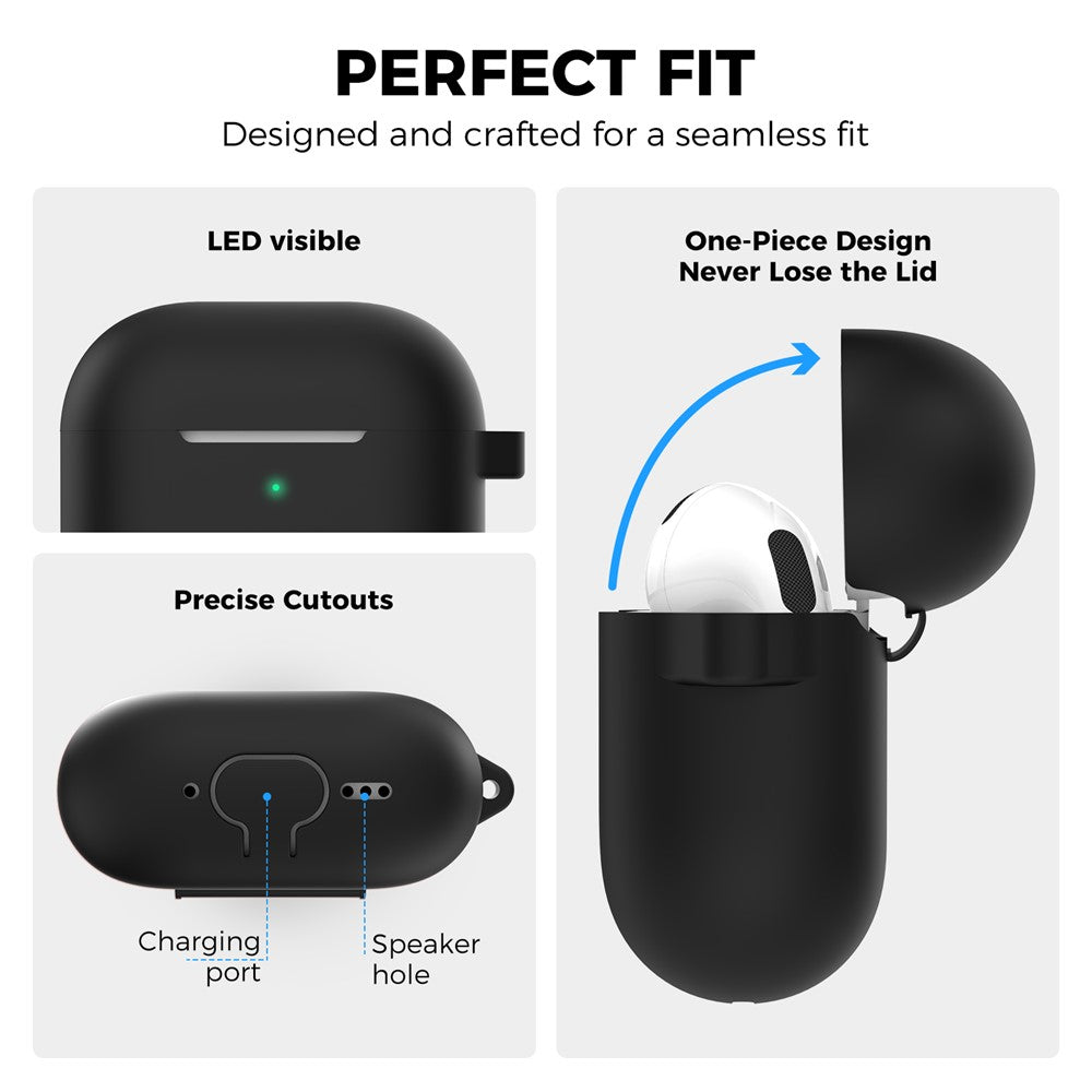 AHASTYLE PT196 Compatible With  AirPods 5 / 4 Silicone Protective Case One Piece Design Earbuds Cover - Black