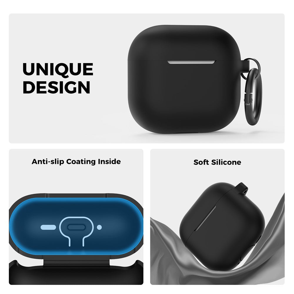 AHASTYLE PT196 Compatible With  AirPods 5 / 4 Silicone Protective Case One Piece Design Earbuds Cover - Black