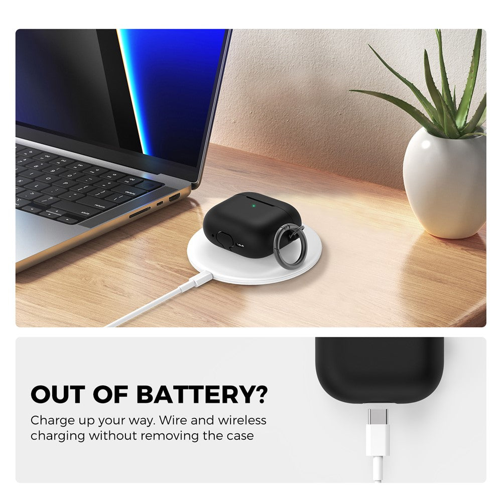 AHASTYLE PT196 Compatible With  AirPods 5 / 4 Silicone Protective Case One Piece Design Earbuds Cover - Black