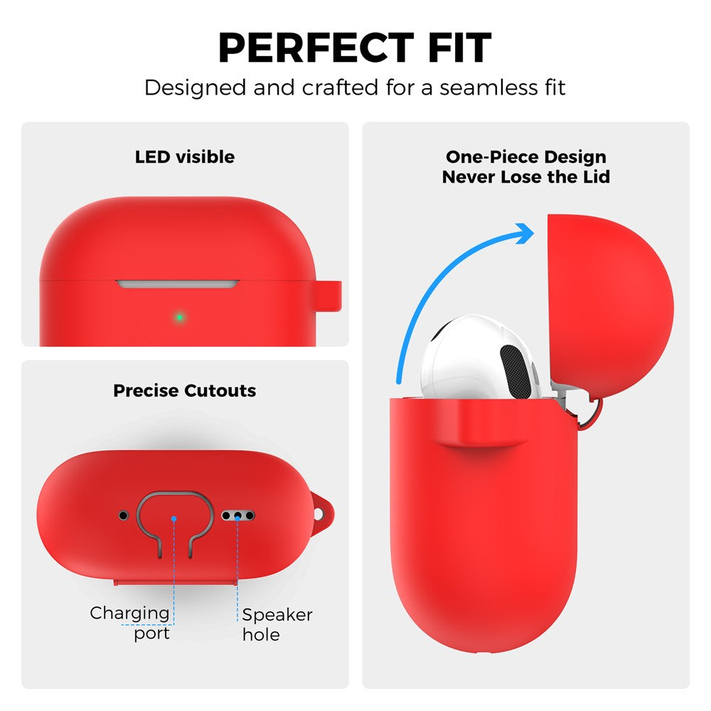 AHASTYLE PT196 Compatible With  AirPods 5 / 4 Silicone Protective Case One Piece Design Earbuds Cover - Red