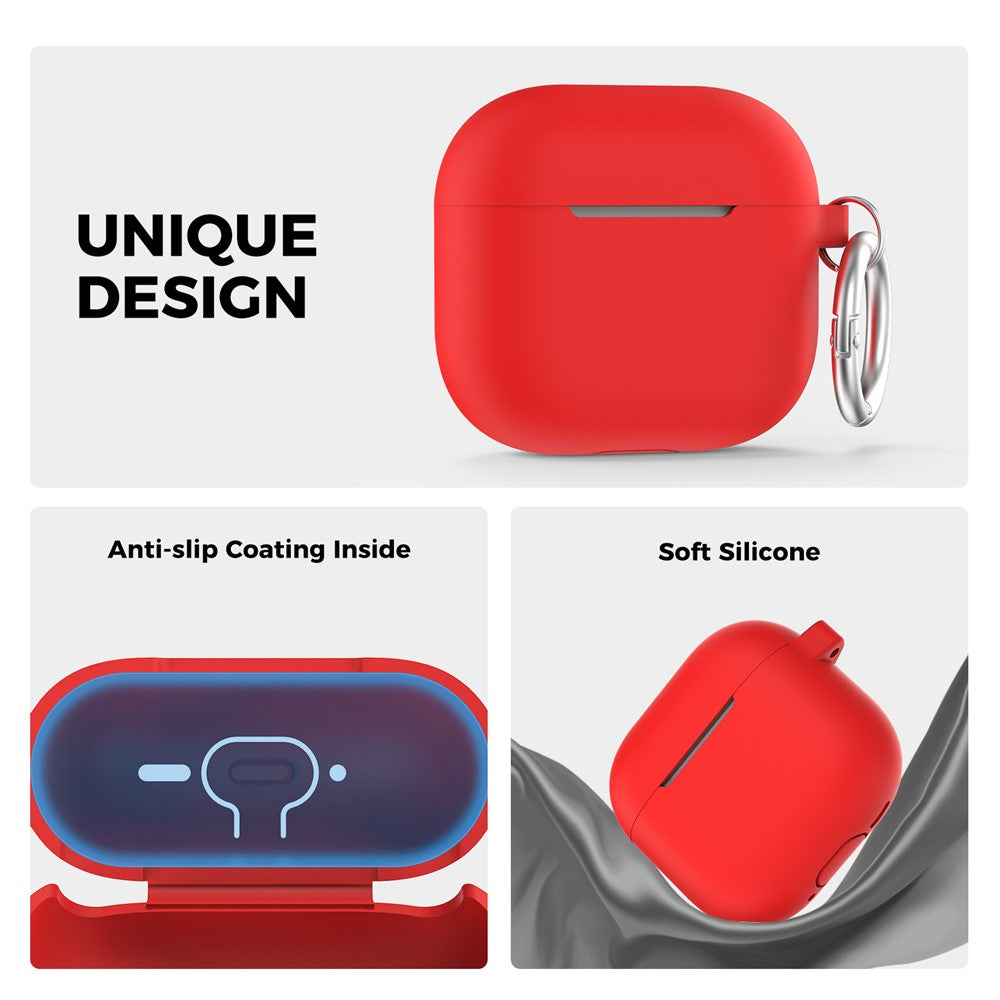 AHASTYLE PT196 Compatible With  AirPods 5 / 4 Silicone Protective Case One Piece Design Earbuds Cover - Red