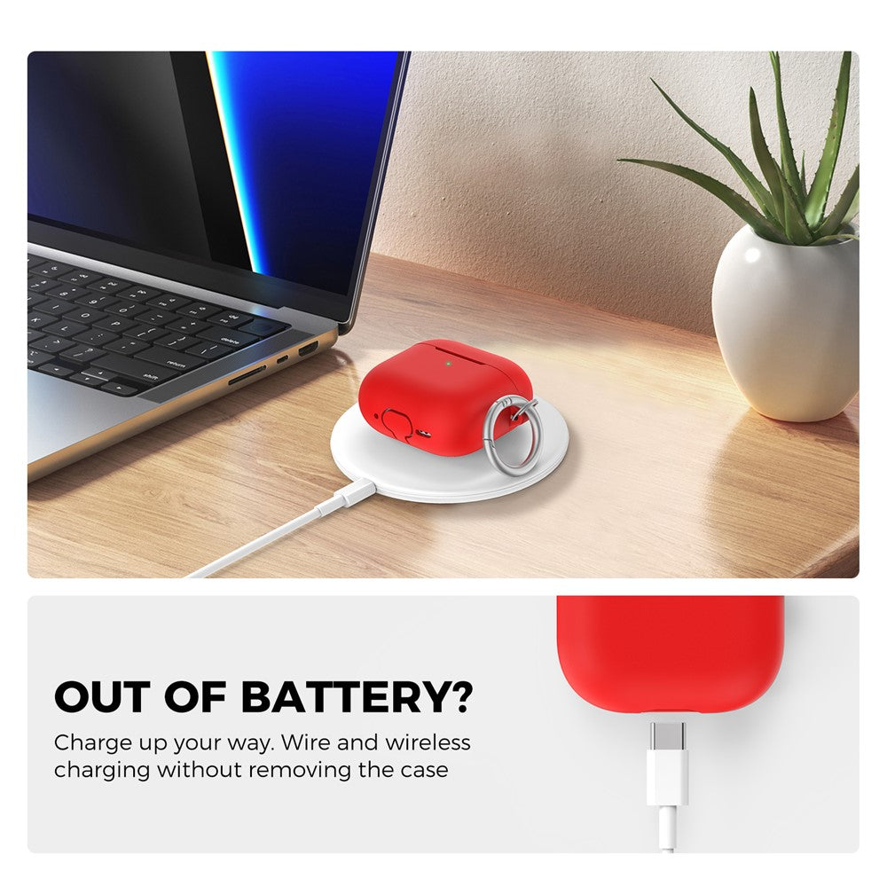 AHASTYLE PT196 Compatible With  AirPods 5 / 4 Silicone Protective Case One Piece Design Earbuds Cover - Red