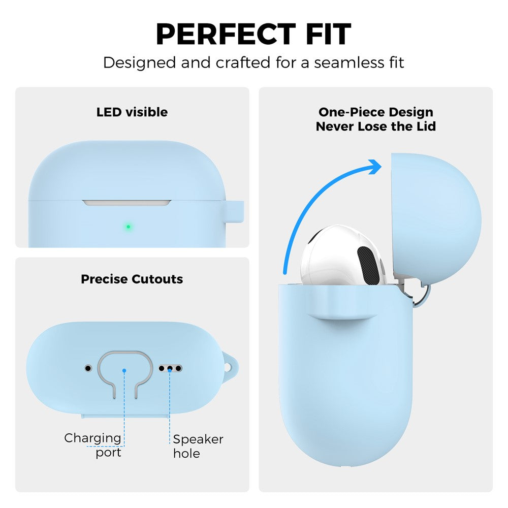 AHASTYLE PT196 Compatible With  AirPods 5 / 4 Silicone Protective Case One Piece Design Earbuds Cover - Baby Blue