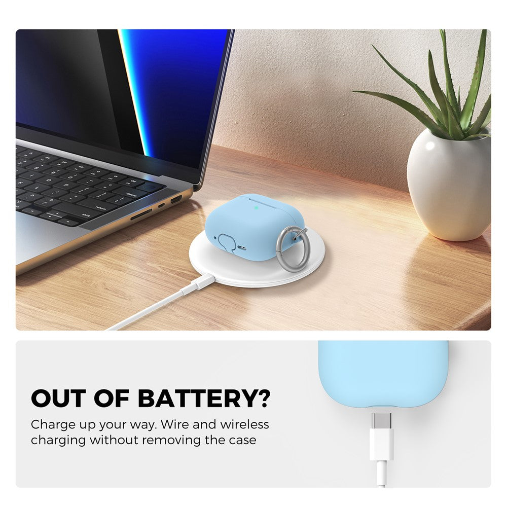 AHASTYLE PT196 Compatible With  AirPods 5 / 4 Silicone Protective Case One Piece Design Earbuds Cover - Baby Blue
