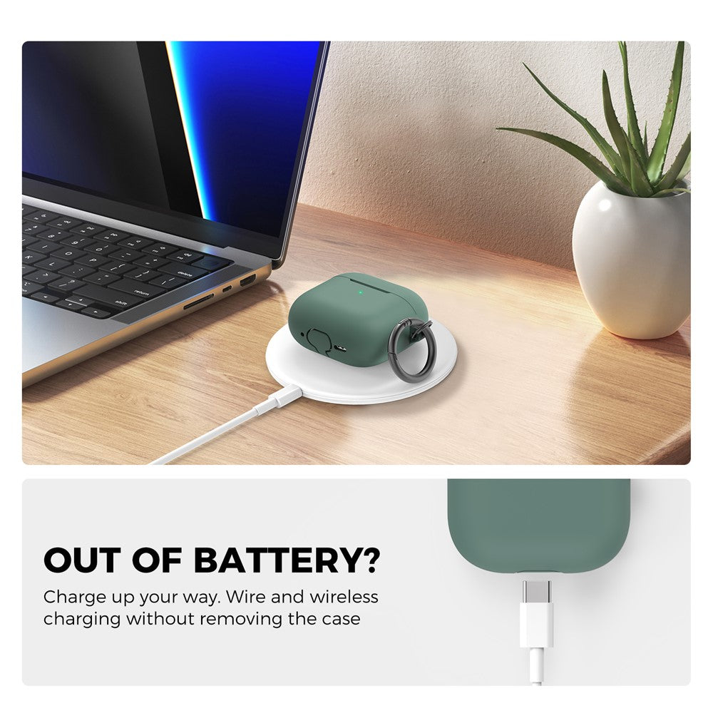 AHASTYLE PT196 Compatible With  AirPods 5 / 4 Silicone Protective Case One Piece Design Earbuds Cover - Green
