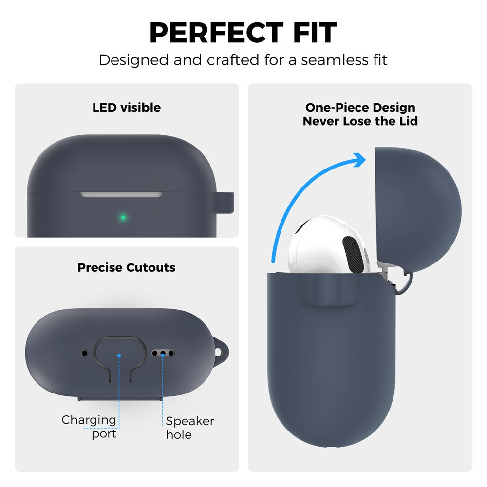 AHASTYLE PT196 Compatible With  AirPods 5 / 4 Silicone Protective Case One Piece Design Earbuds Cover - Midnight Blue