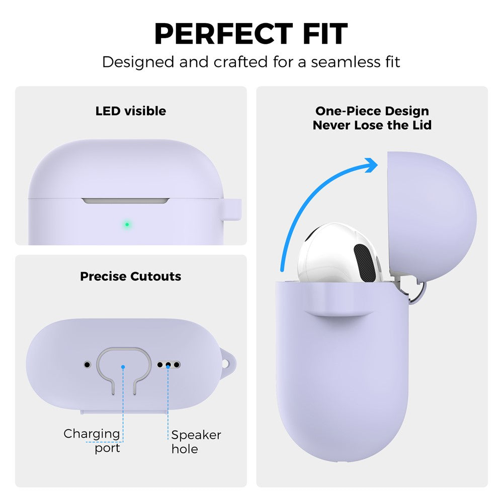AHASTYLE PT196 Compatible With  AirPods 5 / 4 Silicone Protective Case One Piece Design Earbuds Cover - Purple