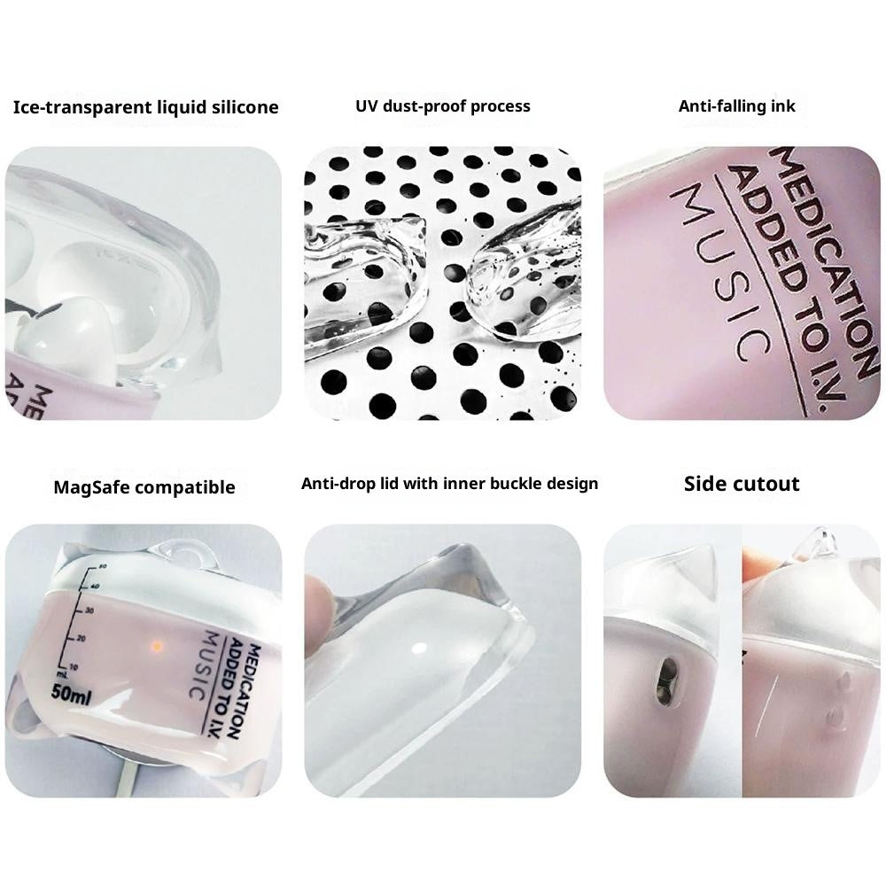 S!GN Compatible With  AirPods 5 / 4 Case UV Dust-Proof Clear Liquid Silicone Drip Bag Earphone Cover - Pink