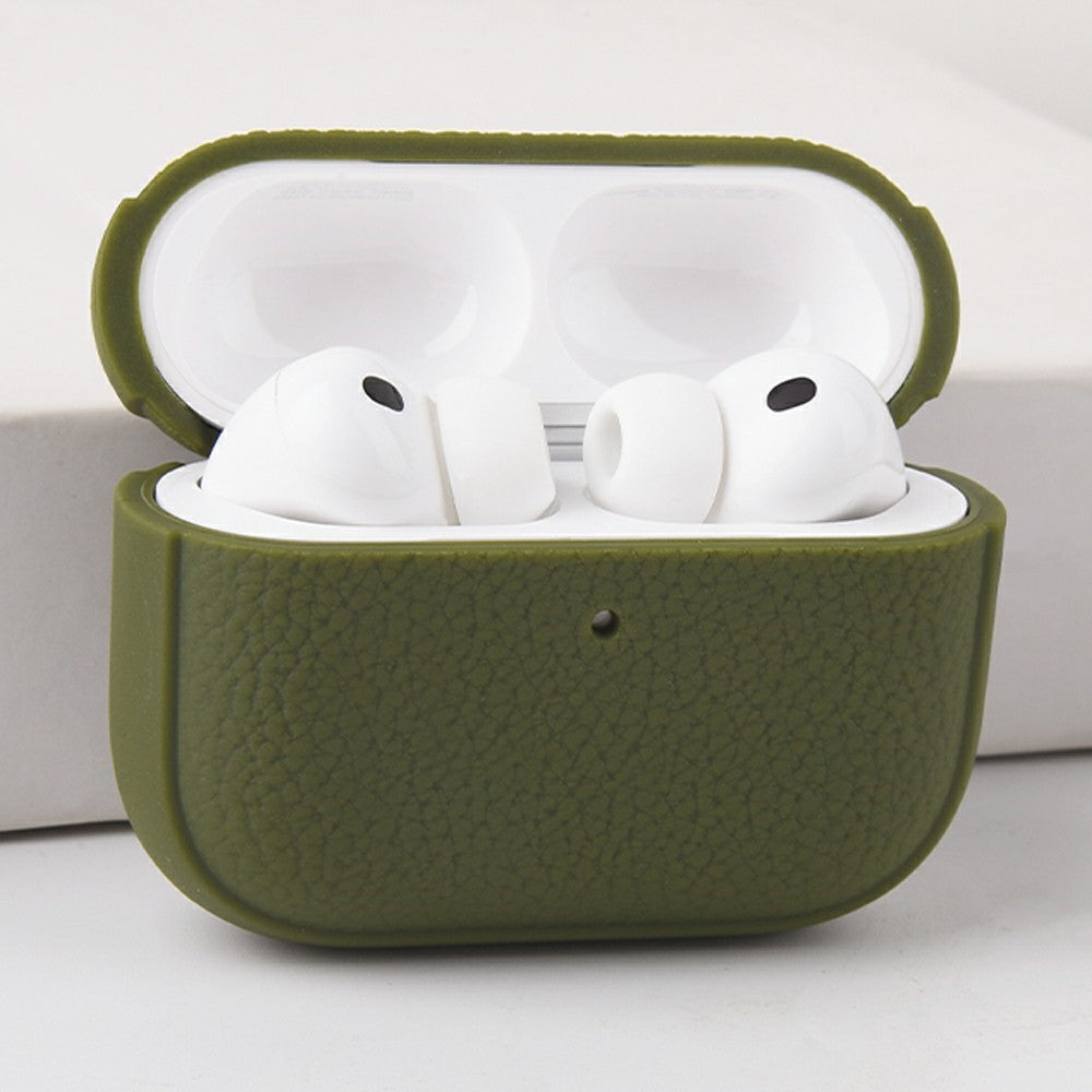 Bulk Purchasing Compatible With  AirPods 5 / 4 Case Faux Leather Textured TPU Earbuds Protective Cover with Strap Ring - Black