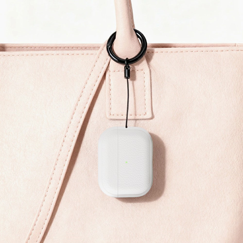 Bulk Purchasing Compatible With  AirPods 5 / 4 Case Faux Leather Textured TPU Earbuds Protective Cover with Strap Ring - White