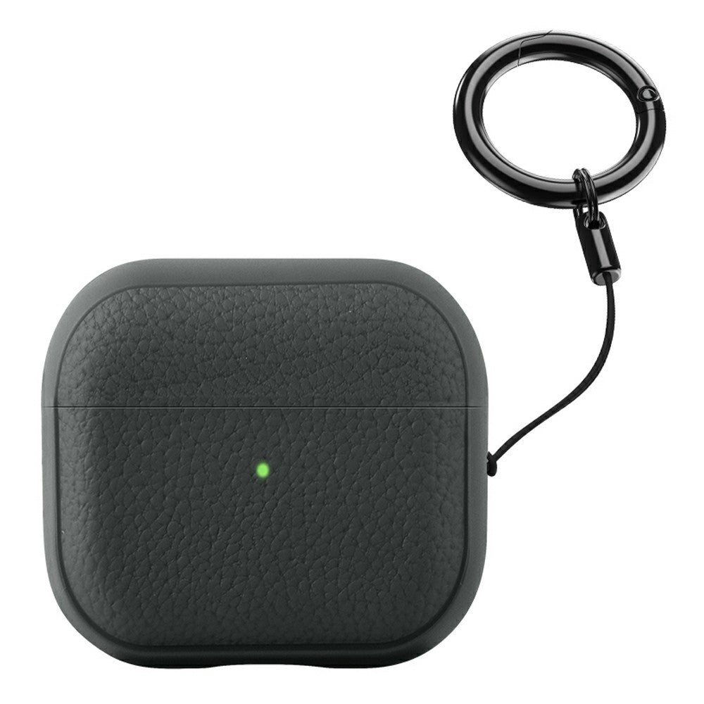 Bulk Purchasing Compatible With  AirPods 5 / 4 Case Faux Leather Textured TPU Earbuds Protective Cover with Strap Ring - Grey