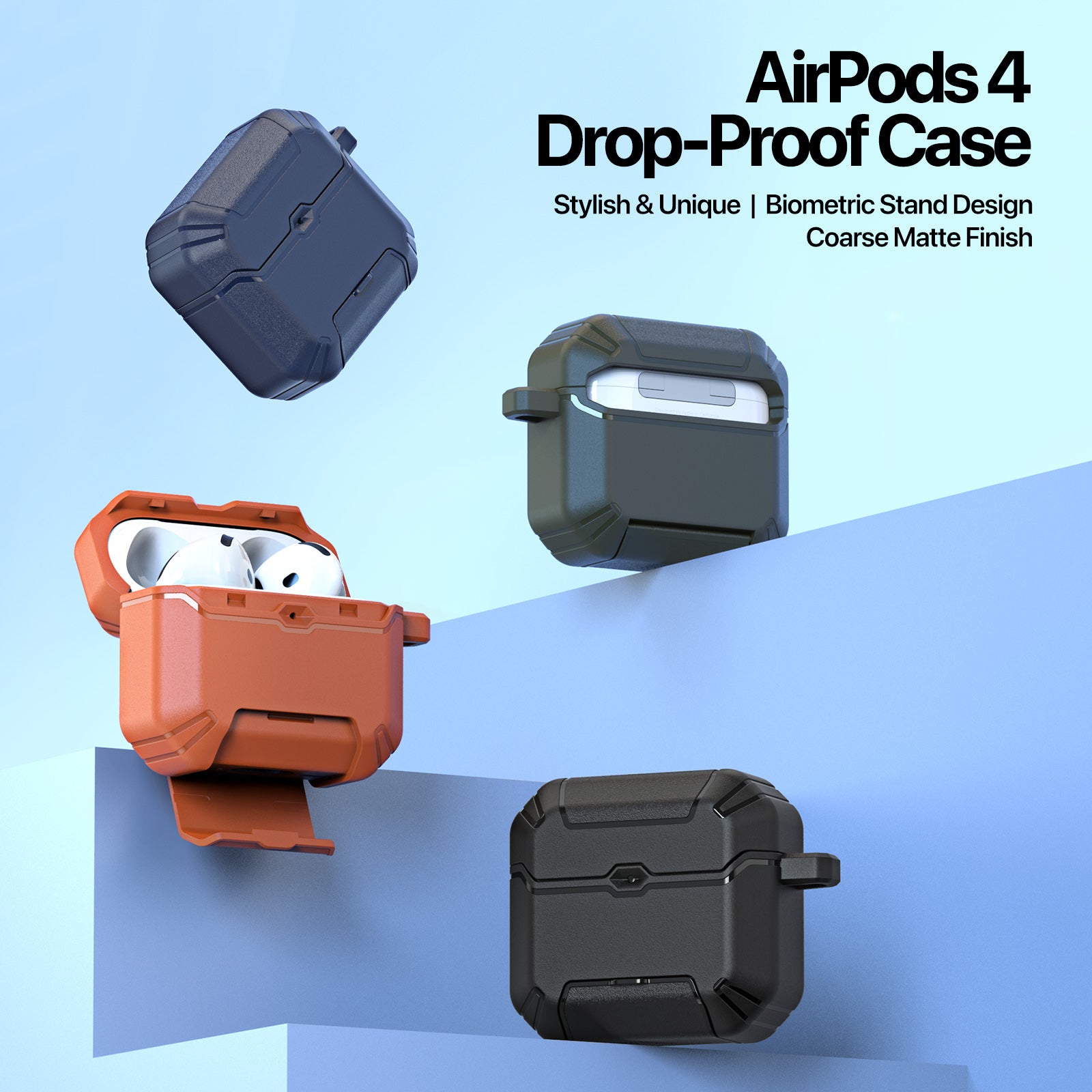DUX DUCIS Compatible With  AirPods 5 / 4 Earphone Case  PECS Series PC+TPU Cover with Phone Holder and Hook - Orange