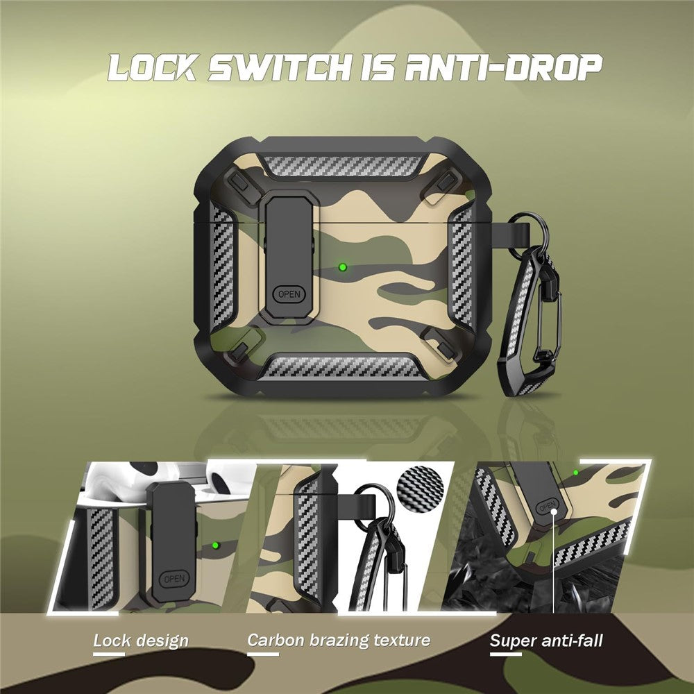 Compatible With  AirPods 5 / 4 Earphones Case Contrast Color Shockproof TPU Earbuds Cover with Carabiner - Desert Camouflage