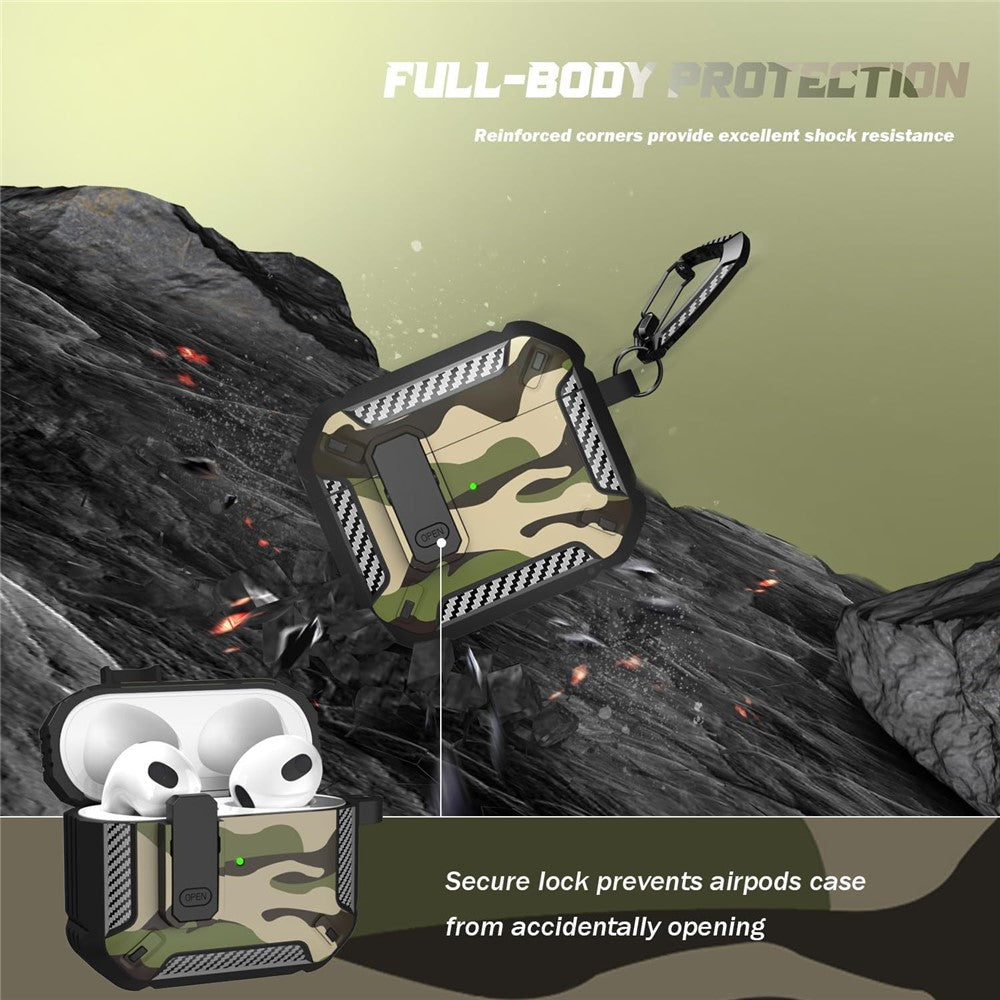 Compatible With  AirPods 5 / 4 Earphones Case Contrast Color Shockproof TPU Earbuds Cover with Carabiner - Desert Camouflage