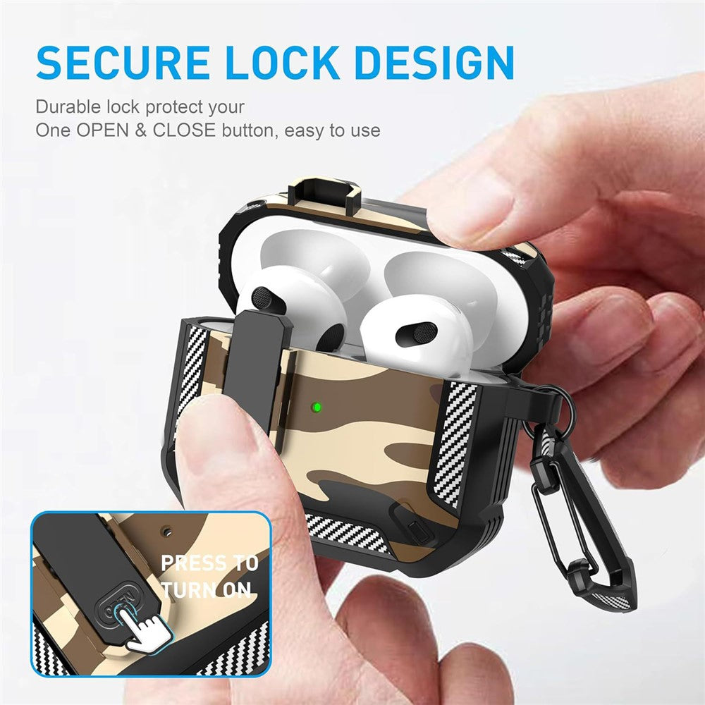 Compatible With  AirPods 5 / 4 Earphones Case Contrast Color Shockproof TPU Earbuds Cover with Carabiner - Desert Camouflage