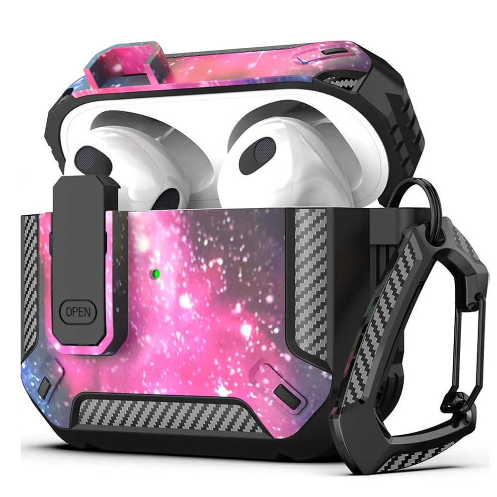 Compatible With  AirPods 5 / 4 Earphones Case Contrast Color Shockproof TPU Earbuds Cover with Carabiner - Starry Sky