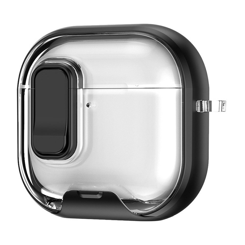 Compatible With  AirPods 5 / 4 Case Phone Stand Holder TPU + PC Earphone Cover with Hanging Buckle - Black