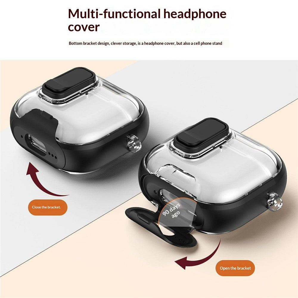Compatible With  AirPods 5 / 4 Case Phone Stand Holder TPU + PC Earphone Cover with Hanging Buckle - Yellow