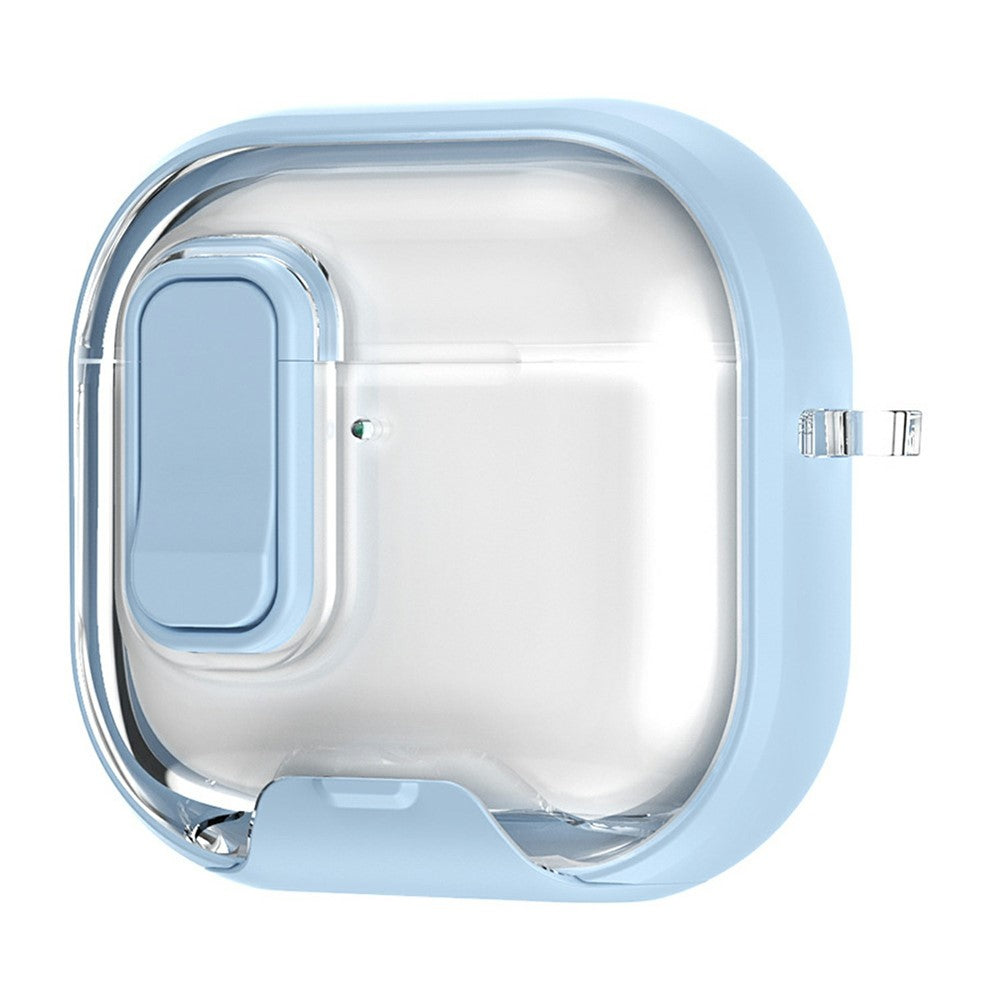 Compatible With  AirPods 5 / 4 Case Phone Stand Holder TPU + PC Earphone Cover with Hanging Buckle - Baby Blue