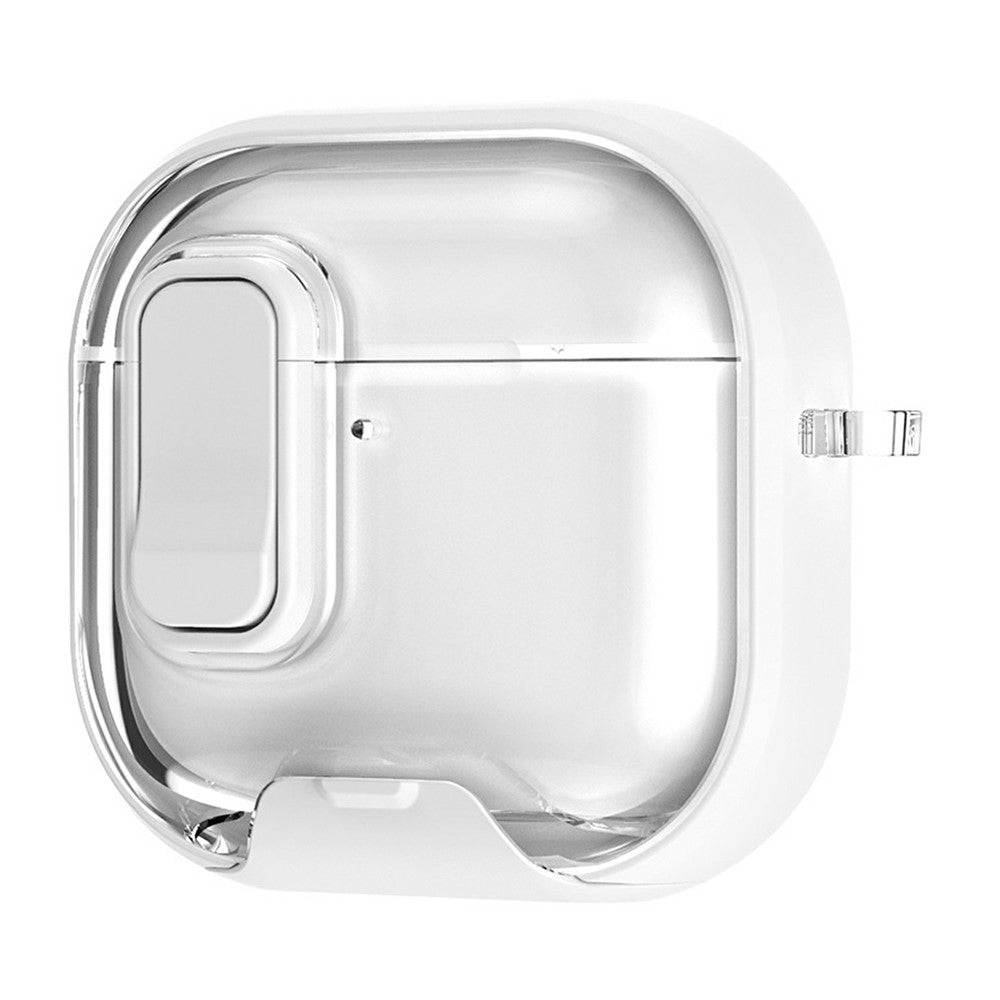 Compatible With  AirPods 5 / 4 Case Phone Stand Holder TPU + PC Earphone Cover with Hanging Buckle - White