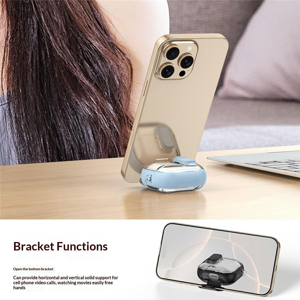 Compatible With  AirPods 5 / 4 Case Phone Stand Holder TPU + PC Earphone Cover with Hanging Buckle - White