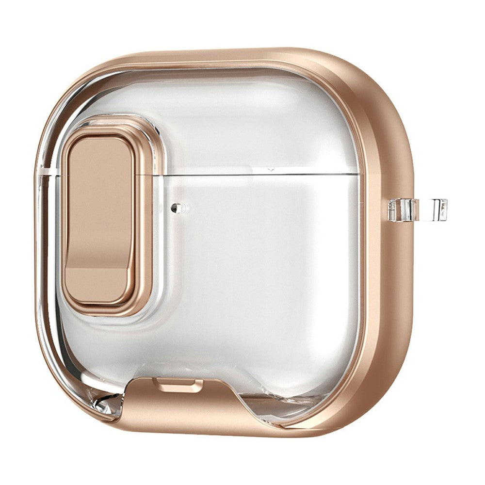 Compatible With  AirPods 5 / 4 Case Phone Stand Holder TPU + PC Earphone Cover with Hanging Buckle - Rose Gold