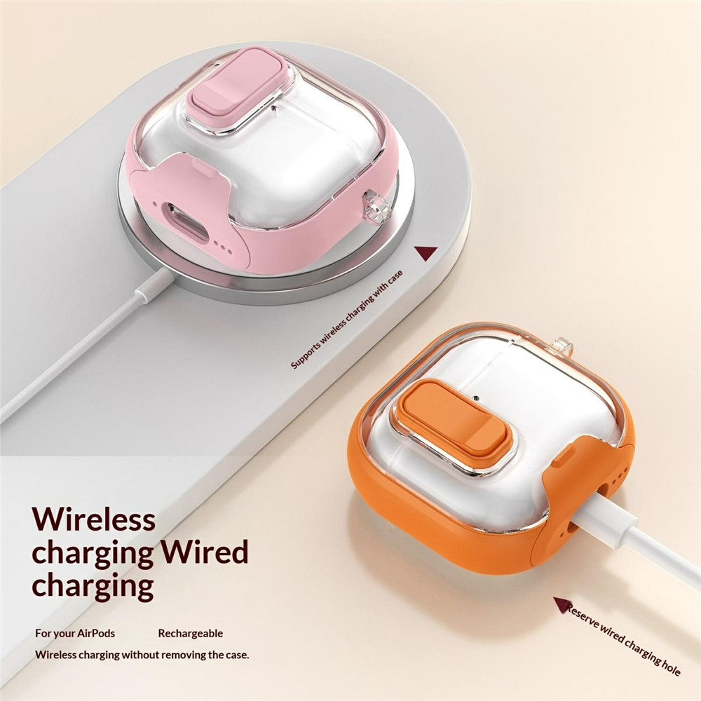 Compatible With  AirPods 5 / 4 Case Phone Stand Holder TPU + PC Earphone Cover with Hanging Buckle - Rose Gold