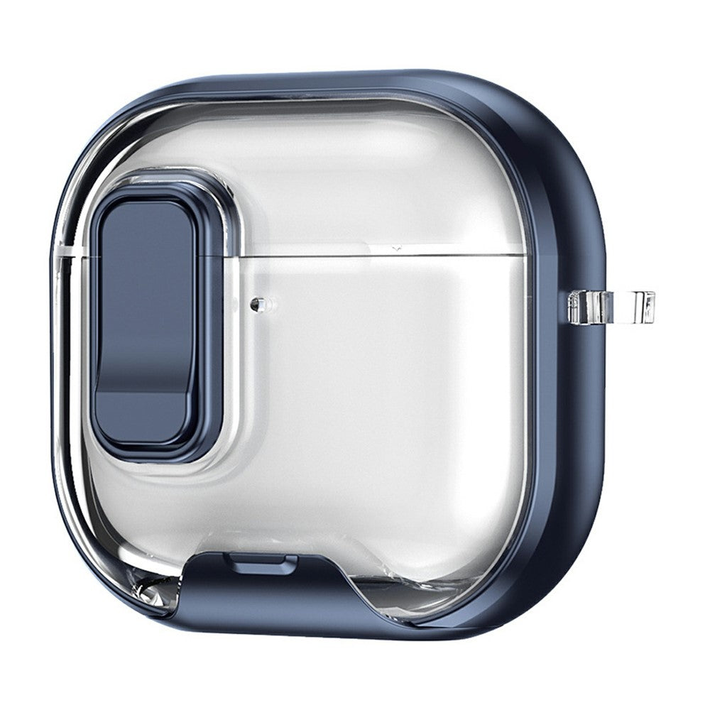 Compatible With  AirPods 5 / 4 Case Phone Stand Holder TPU + PC Earphone Cover with Hanging Buckle - Dark Blue