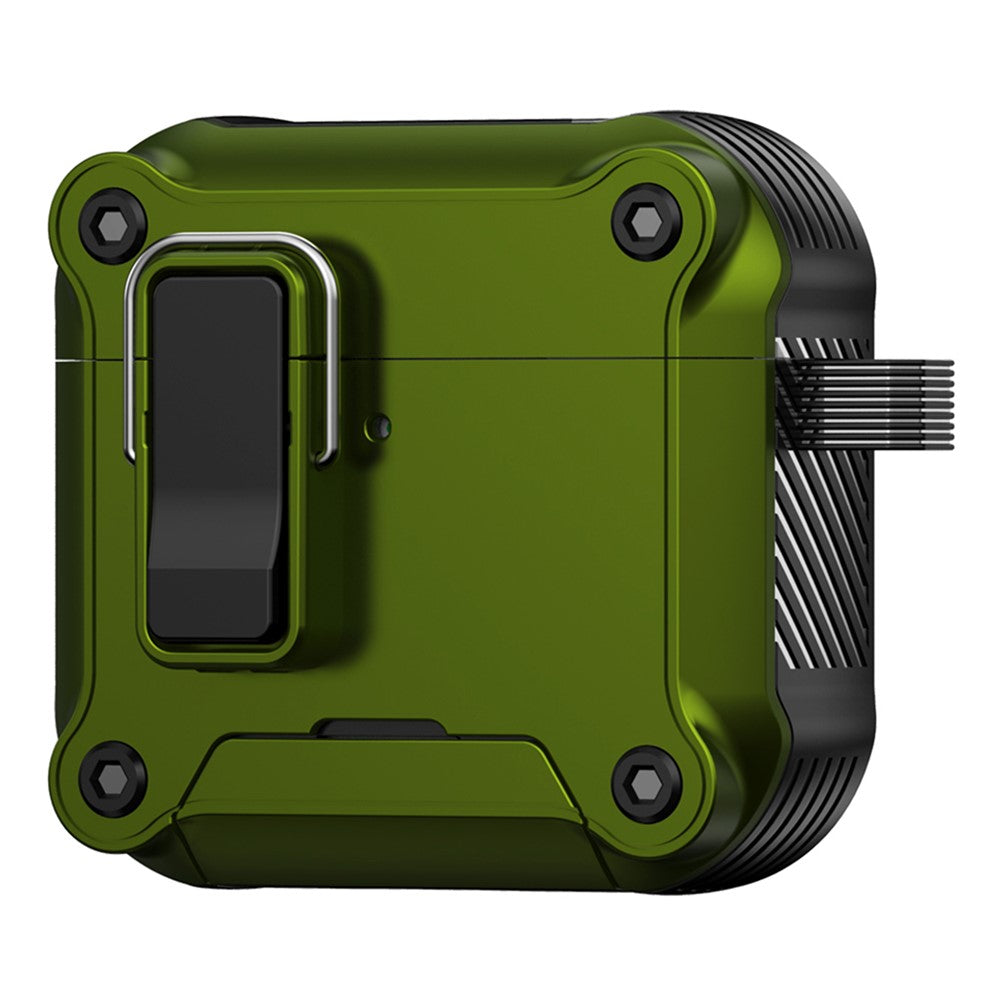 Compatible With  AirPods 5 / 4 Earphone Case with Lock Phone Stand Magnetic Automatic Lock Cover - Army Green