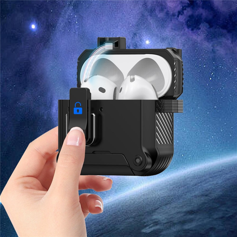 Compatible With  AirPods 5 / 4 Earphone Case with Lock Phone Stand Magnetic Automatic Lock Cover - White