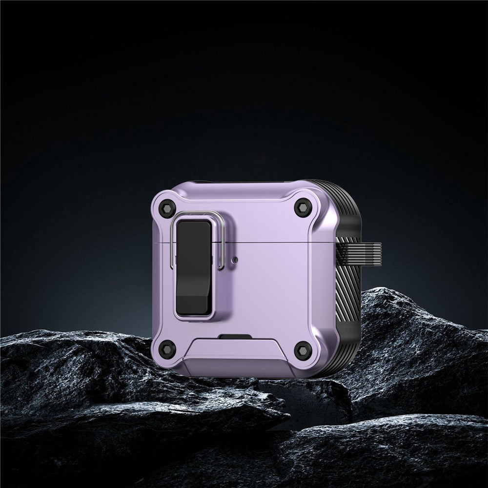 Compatible With  AirPods 5 / 4 Earphone Case with Lock Phone Stand Magnetic Automatic Lock Cover - Purple