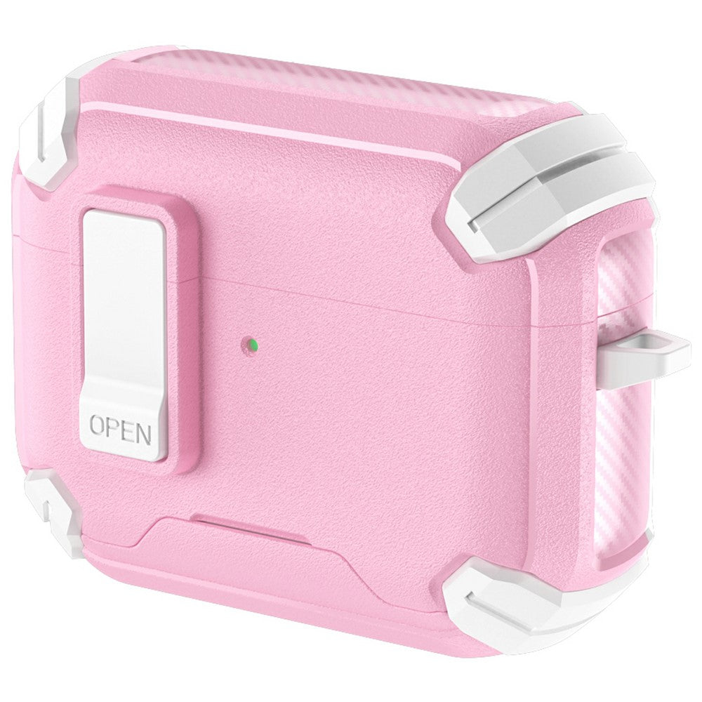 Compatible With  AirPods 5 / 4 Earphone Case Phone Stand TPU + PC Shockproof Cover with Carabiner - White / Pink