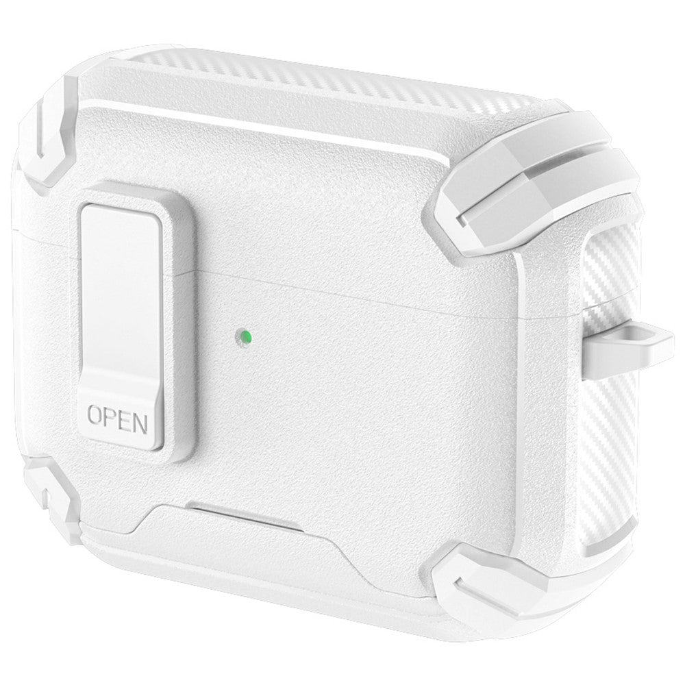 Compatible With  AirPods 5 / 4 Earphone Case Phone Stand TPU + PC Shockproof Cover with Carabiner - All White