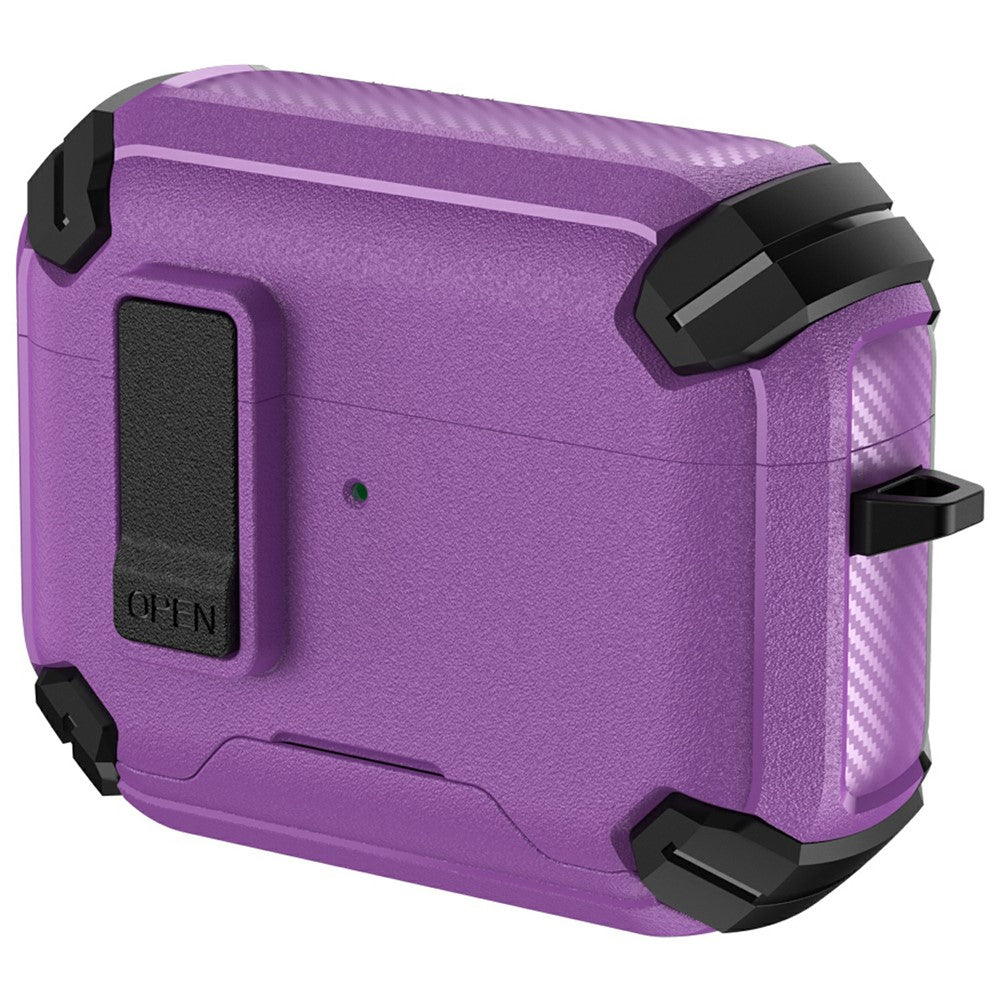 Compatible With  AirPods 5 / 4 Earphone Case Phone Stand TPU + PC Shockproof Cover with Carabiner - Black / Purple