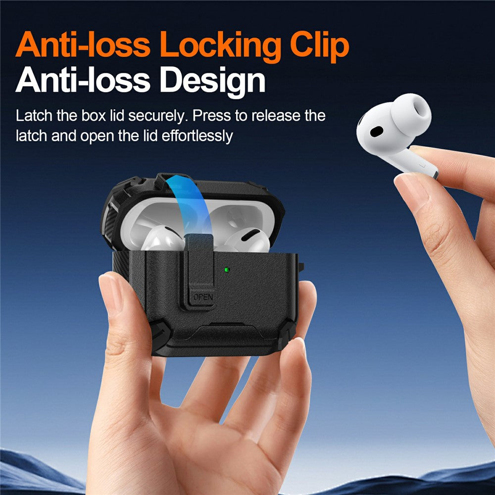 Compatible With  AirPods 5 / 4 Earphone Case Phone Stand TPU + PC Shockproof Cover with Carabiner - Black / Purple