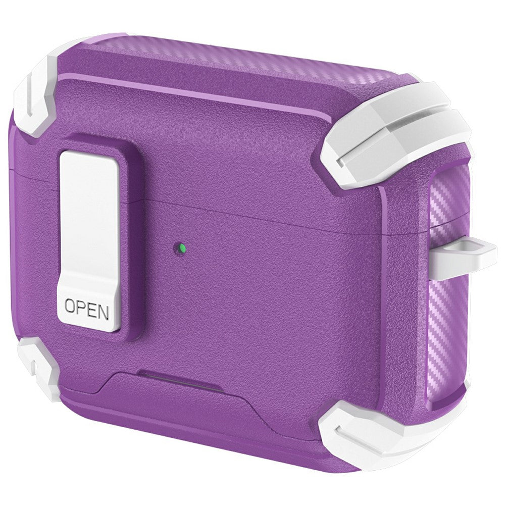 Compatible With  AirPods 5 / 4 Earphone Case Phone Stand TPU + PC Shockproof Cover with Carabiner - White / Purple