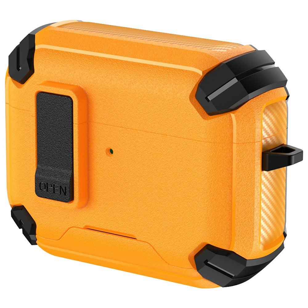 Compatible With  AirPods 5 / 4 Earphone Case Phone Stand TPU + PC Shockproof Cover with Carabiner - Black / Yellow