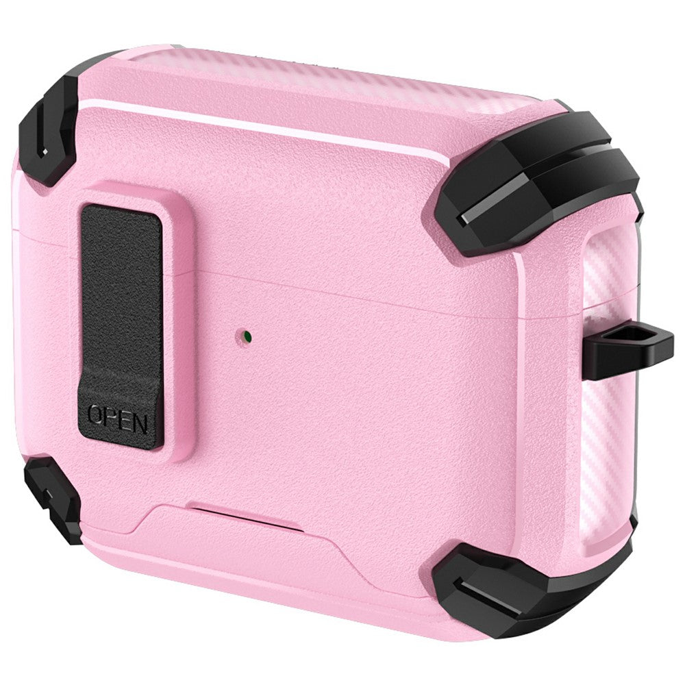 Compatible With  AirPods 5 / 4 Earphone Case Phone Stand TPU + PC Shockproof Cover with Carabiner - Black / Pink